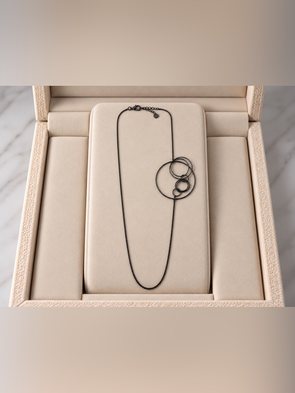 Minimal Black Circle Pendant Necklace - Women Accessories